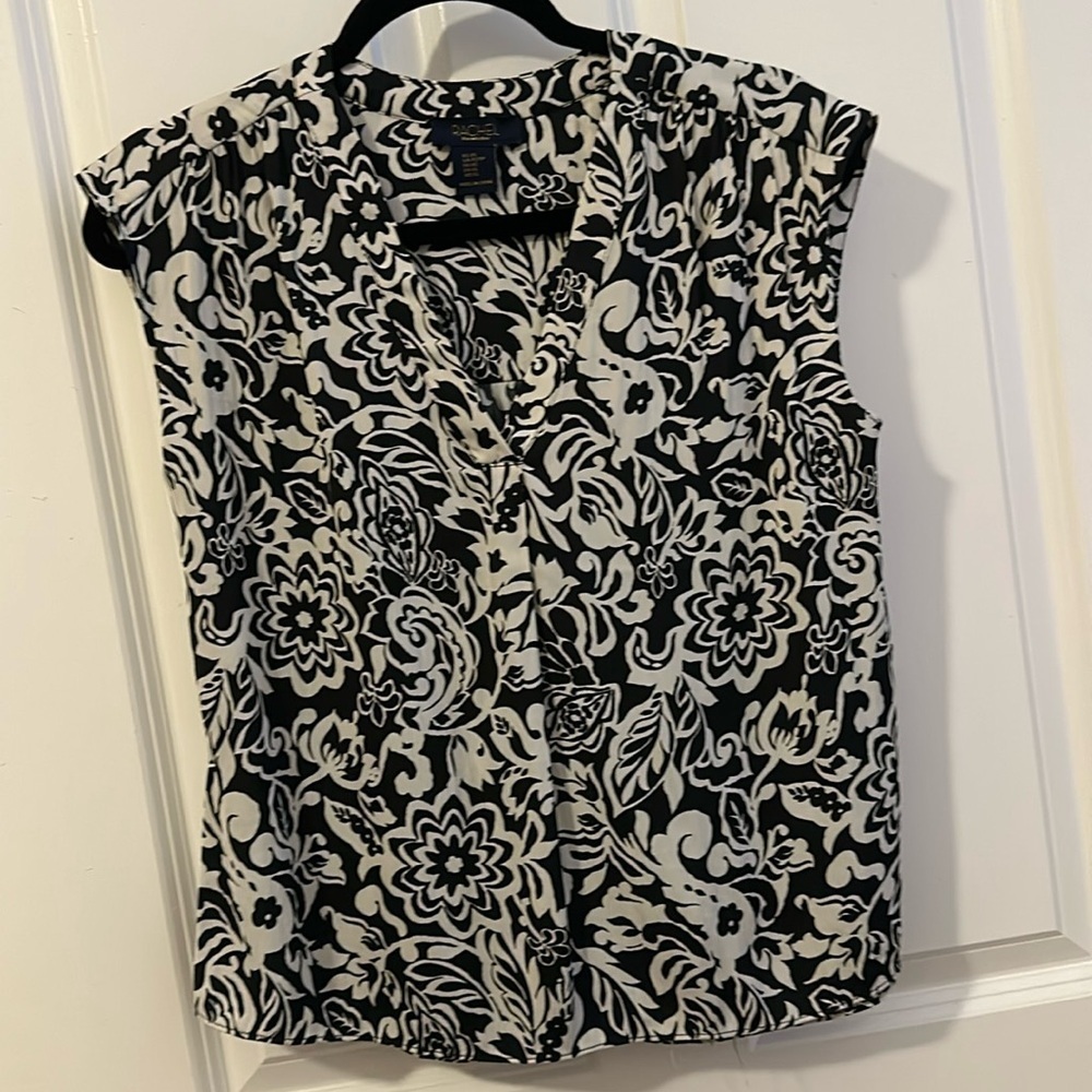 Women’s Black and Greyish/Tan Sleeveless Top - Size XS